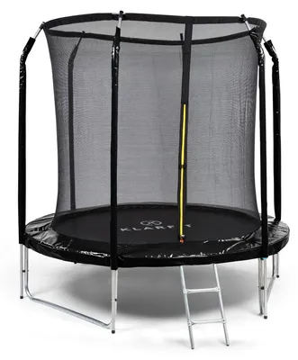 Image de Klarfit Trampoline Exterieur Enfant, Trampoline Avec Filet de Protection, Echelle stable, Toile résitante aux UV, Petit Trampoline Compact Enfants, Jeu de Jardin pour Enfants, Filet Sécurité, 250 cm