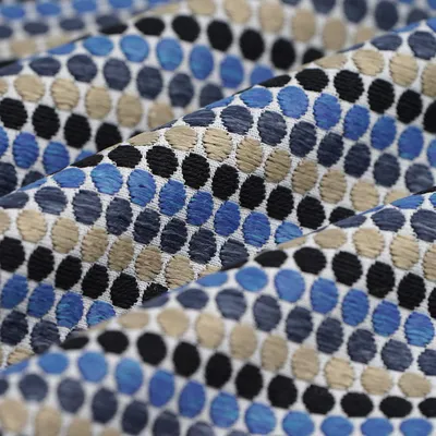 Produktbild von Jacquard-Stoff "Swim" mit Punkten Blau 140cm