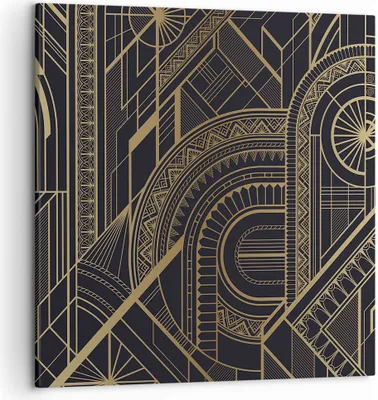 Produktbild von Bild auf Leinwand - Leinwandbild - Einteilig - Ornament Gold Schwarz - 50x50cm - Wand Bild - Wanddeko - Wandbilder - Leinwanddruck - Bilder - Wanddekoration - Leinwand bilder - Wandbild - AC50x50-4522