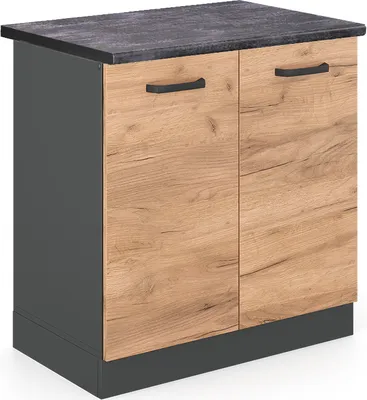 Produktbild von Spülenunterschrank Vicco R-Line Goldkraft Eiche 80 cm , AP Anthrazit, Model 45371