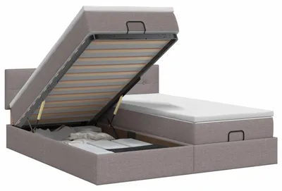 Immagine prodotto di Letto ottoman con materasso, 2 pezzi. Tessuto grigio scuro