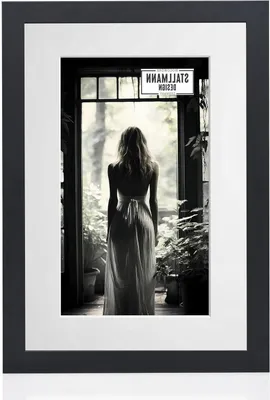 Productafbeelding van Fotolijst met Passepartout - MDF Lijst - Foto Presenteren - Inclusief Wit Passepartout - 15x15 cm - Zwart