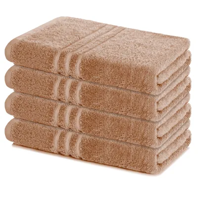 Produktbild von Lavea® 4er Set Duschtuch 70x140, 4 Stück, 100% Baumwolle Frottee, saugstark, weich und strapazierfähig, waschbar 60°C, trocknergeeignet, Handtuch, Handtücher, Duschtücher, Cappuccino