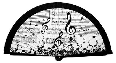 Immagine prodotto di Ventagli in legno con note musicali, bianchi e neri, 42 cm