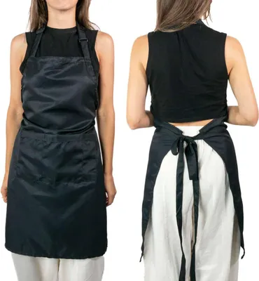 Produktbild von Intirilife 2-teiliges Set Kochschürzen Latzschürzen in Schwarz aus Polyester für Männer und Frauen - 69 x 80 cm - Küchenschürze Backschürze