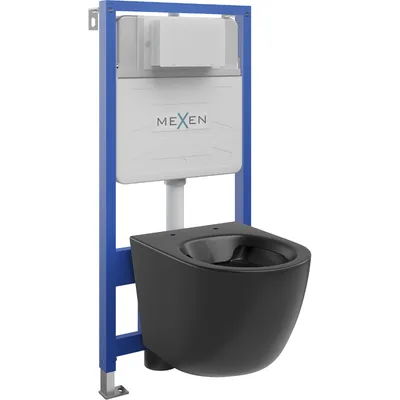 Obrázek produktu pro Mexen WC podomítkový set Felix Slim stojan s WC mísou Lena, Matná černá - 6103322XX85