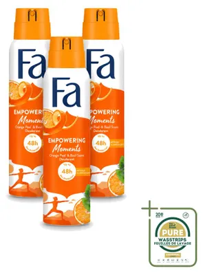 Imagen del producto de 3 aerosoles desodorantes Fa "Empowering Moments" - 150 ml - Paquete ahorro - 3 unidades