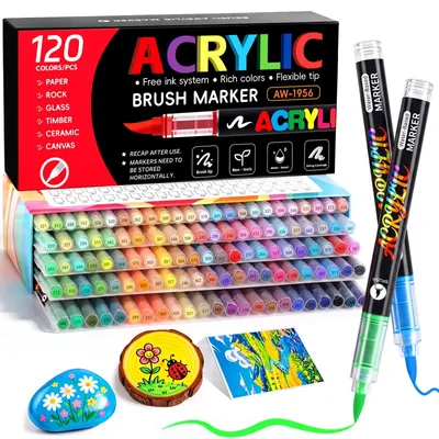 Productafbeelding van Professionele Acryl Markerset - 120 Kleuren