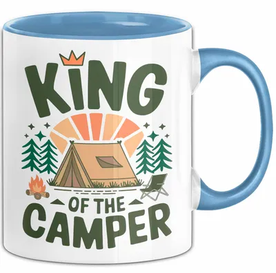 Produktbild von Camper Camping Tasse Geschenk Lustige Geschenkidee Spruch Kinf OF The Camper (Blau)