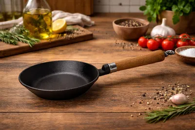 Produktbild von Ronneby Bruk Maestro Bratpfanne flach, Ø 18 cm, mit Eichenholzgriff