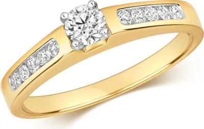 Produktbild von Funkelndes Feuer 9 Karat (375) Gold Solitär Verlobung Diamant Damenring Brillant-Schliff 0.37 Karat H - I1 I2, 53 (16.9); TRS319379KYRSM
