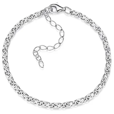 Zdjęcie produktu dla MATERIA S curb chain silver 925 diamond cut - 3mm bransoletka damska męska regulowana w zakresie 18-23cm + pudełko #SA-26
