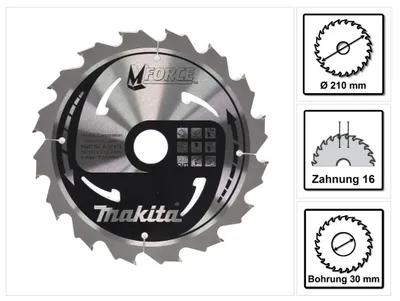 Produktbild von Makita Kreissägeblatt Mforce 210 x 30 x 2,3 mm 16 Zähne ( B-07973 )