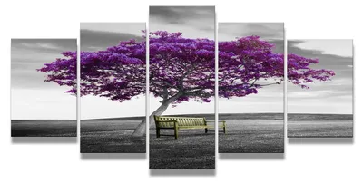 Obrázok produktu pre Obraz na plátne Fialový strom 5-dielny 200x100 cm