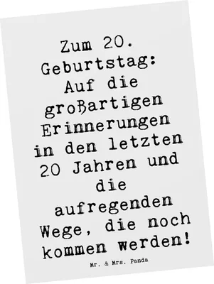 Produktbild von Mr. & Mrs. Panda Postkarte Spruch 20. Geburtstag - Weiß - Geschenk, Happy Birthday, Familie, Ansichtskarte, Geburtstagsgeschenk, Grußkarte, Teenagerzeit, Fotokarte