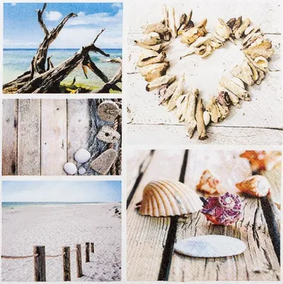 Produktbild von HOME FASHION Maritim / Strand Papierserviette 20 Stück Servietten ca. 33 cm x 33 cm/3lagig Party - Tischdeko, Decoupage - Serviettentechnik geeignet