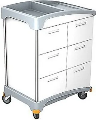 Splast Wagen mit Plastikbasis und Holzgehäuse mit 6 Schubladen und Ablagefläche Splast TSH-0006