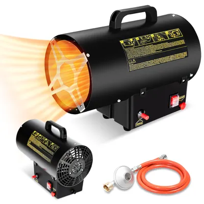 Produktbild von Clanmacy 10kW Gasheizgebläse Gasheizer Elektroheizer Heizkanone Gasheizstrahler Bauheizer Gas Heizlüfter Heizstrahler Gasschlauch & Druckminderer Heizgebläse