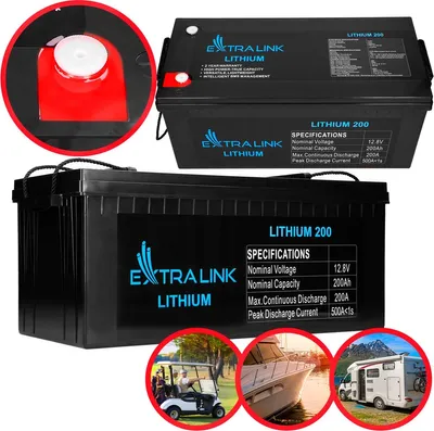 Produktbild von Extralink LiFePO4 200AH Akkus Batterie 12,8V BMS kompakte Größe, geringes Gewicht bei hoher Leistung und langer Lebensdauer ideal für Wohnmobile und Boote