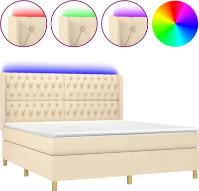 Produktbild von vidaXL Boxspringbett mit Matratze & LED Creme 160x200 cm Stoff