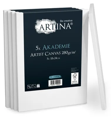 Produktbild von Artina Keilrahmen Leinwand Akademie, 18x24cm, 5er Set