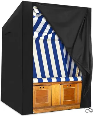 Produktbild von Strandkorb Schutzhülle winterfest 135x105x175/140cm 600D Oxford Stoff, Reißfest und UV Beständig, Wasserdicht, Schwarz