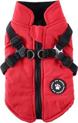 Produktbild von Aosijia Warme Haustierjacke, Weste für kleine Hunde, Geschirr, Welpen, Winter, 2-in-1-Outfit, Mantel für kaltes Wetter, Reißverschluss, Fleece-Hundekleidung für Welpen, kleine Hunde und Katzen