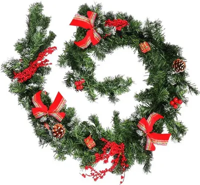 Produktbild von Unyqoos ® Weihnachtsgirlande für Innen- und Außendekoration mit Tannenzapfen und Beeren, 180 cm lang.