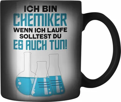 Produktbild von Trendation - Chemiker Geschenke Farbwechsel Zauber-Tassen Farbwechsel Zauber-Tasse Chemielaborant Chemie Geschenk Chemielabor Gadget (Schwarz)
