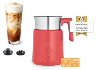 Produktbild von Severin Induktions-Milchaufschäumer, elektrisch, mit Edelstahlbehälter, kaltes & warmes Aufschäumen, Schoko-Funktion, auch Veganer Drink, pink, SM 3595