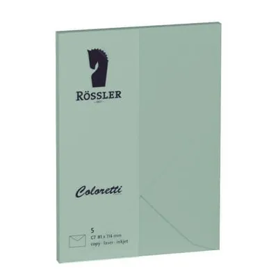 Produktbild von RÖSSLER Briefumschläge Coloretti eucalyptus DIN C7 5 Stück