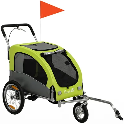 Produktbild von 2-in-1 Hundeanhänger für Fahrrad Faltbarer Hundebuggy für kleine & mittelgroße Hunde bis 20 kg, Grün