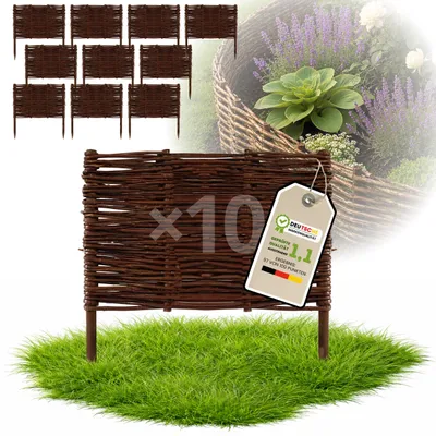 Obrázek produktu pro Floranica 10 kusů Vrbový plot 40 cm x 40 cm – Zahradní plot z vrbového proutí Palisáda Přírodní oplocení Ohraničení záhonu