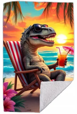 Produktbild von Strandhandtuch Kinder Dinosauerier Baumwolle 50x100 cm