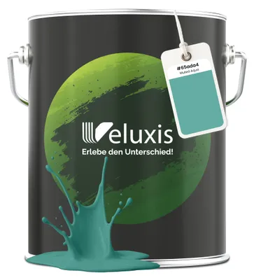 Produktbild von Wandfarbe Türkis Petrol Matt Innenfarbe – Deckkraft Klasse 1, VOC-frei, Ohne Grundierung, Tropfarm – Wohnzimmer & Schlafzimmer – 5L – Veluxis (Muted Aqua)