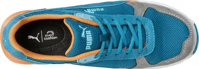 Top-down view of a blue Puma sneaker.