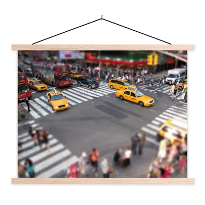 Produktbild von MuchoWow® Textilposter New York - Amerika - Taxi 150x113 cm mit holzfarbenen Rahmen - Poster