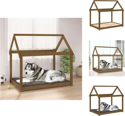 Produktbild von vidaXL Hundebett Honigbraun 111x80x100 cm Massivholz Kiefer - Hundebetten