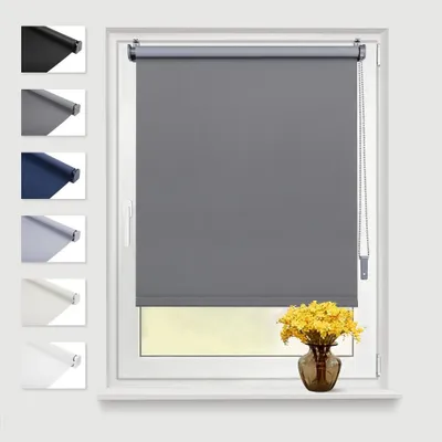 Image de Store occultant thermique sans perçage, gris, 45 x 160 cm
