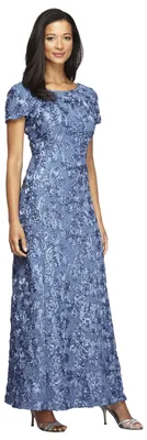 Produktbild von Alex Evenings Langes Brautmutterkleid mit Rosette und kurzen Ärmeln für Damen, f