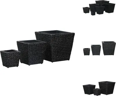 Produktbild von vidaXL Garten-Hochbeete 3-tlg. Wasserhyazinthe Schwarz -  Blumentöpfe & Pflanzgefäße