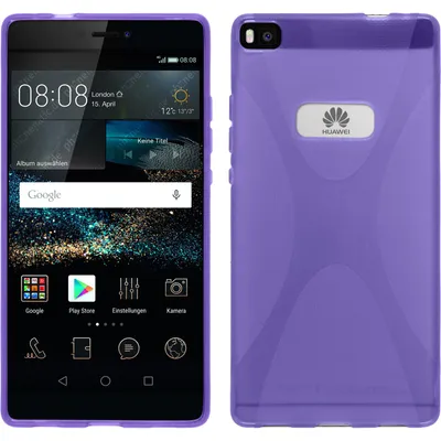 Produktbild von PhoneNatic Case kompatibel mit Huawei P8 - lila Silikon Hülle X-Style + 2 Schutzfolien