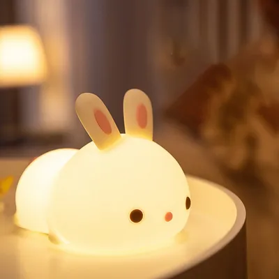 Produktbild von 360Home Kaninchen wiederaufladbare Silikonlampe für das Bett Nachtlicht Kinderlampe Hase Lampe