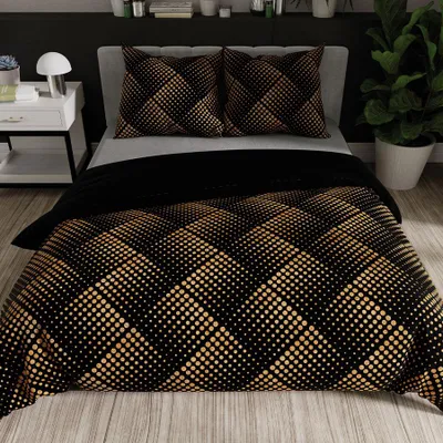Immagine prodotto di Biancheria da letto, raso di cotone, alta qualità 160x200 Luxe nero e oro