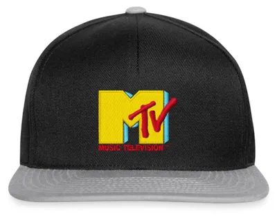 Produktbild von Spreadshirt MTV Logo Als Stick-Design Snapback Cap, One size, Schwarz/Grau