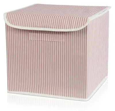 Produktbild von Prendi Home Aufbewahrungsbox 30x30x30 cm faltbar – Kinderzimmer Stoffbox Motiv Rosa gestreift