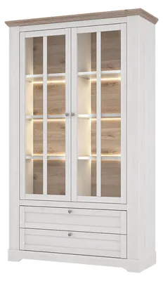 Produktbild von home24 Vitrinenschrank - inkl. Beleuchtung - Eiche Weiß Nachbildung / Eiche Nelson Nachbildung