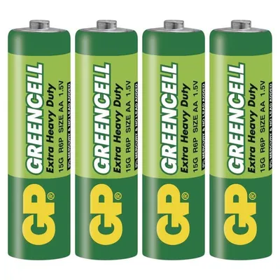 Obrázek produktu pro GP Batteries Greencell AA, Baterie na jedno použití, AA, Chlorid zinečnatý, 1,5 V, 4 kusů, Zelená