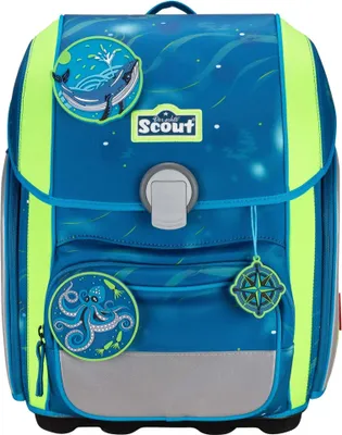 Produktbild von Scout Schulranzen Basic Genius Set 4-teilig Deep Sea blau