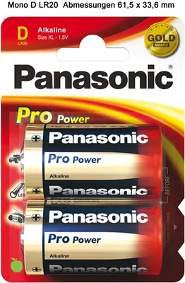 Produktbild von Panasonic LR20 Pro Power Mono Batterie 2er Blister Mono LR20 Size D